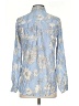 Express Print Blue Long Sleeve Blouse Size S - photo 2