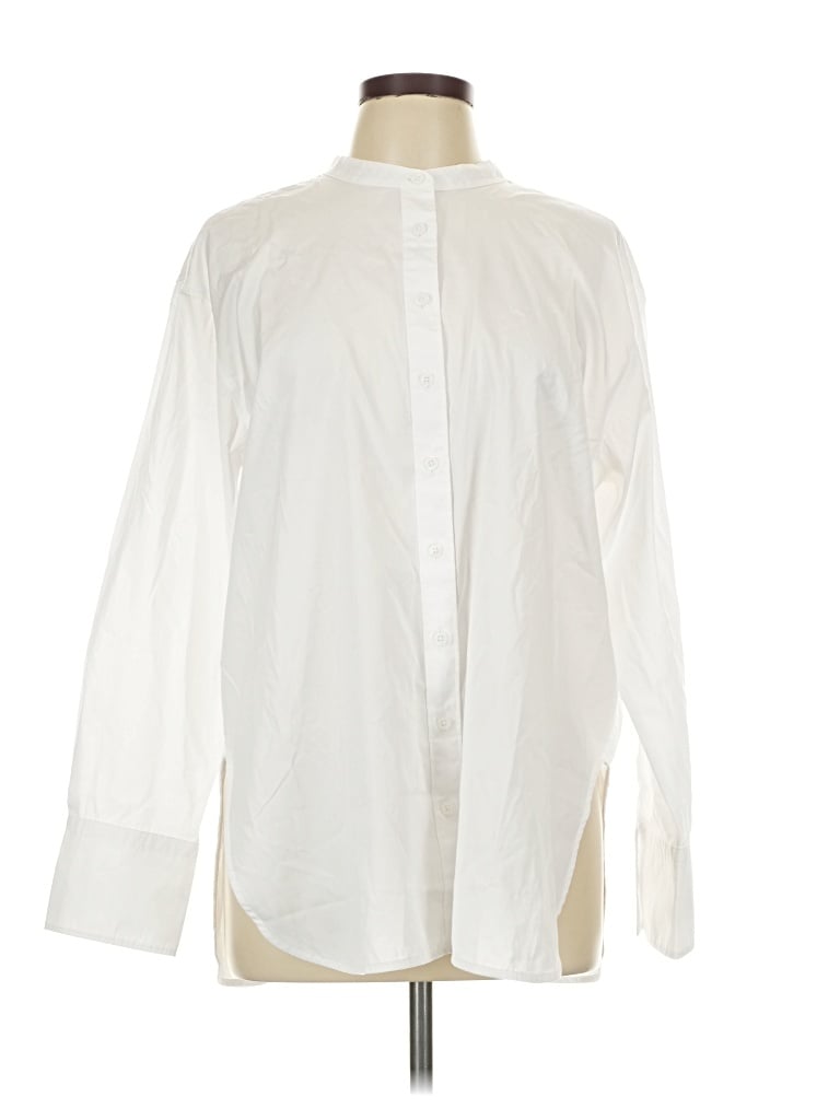 Pre-owned Spanx Long Sleeve Blouse In White