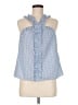 Waverly Grey 100% Cotton Polka Dots Blue Sleeveless Blouse Size M - photo 1
