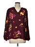 Old Navy 100% Polyester Floral Burgundy Long Sleeve Blouse Size L - photo 1