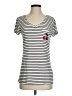 Neiman Marcus Stripes Ivory Short Sleeve T-Shirt Size S - photo 1