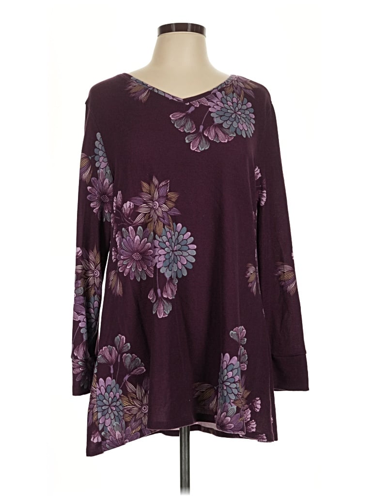 Pre-owned Lularoe Long Sleeve Blouse In Burgundy
