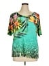 Chico's Tropical Animal Print Green Short Sleeve Blouse Size XL (3) - photo 1