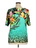 Chico's Tropical Animal Print Green Short Sleeve Blouse Size XL (3) - photo 2