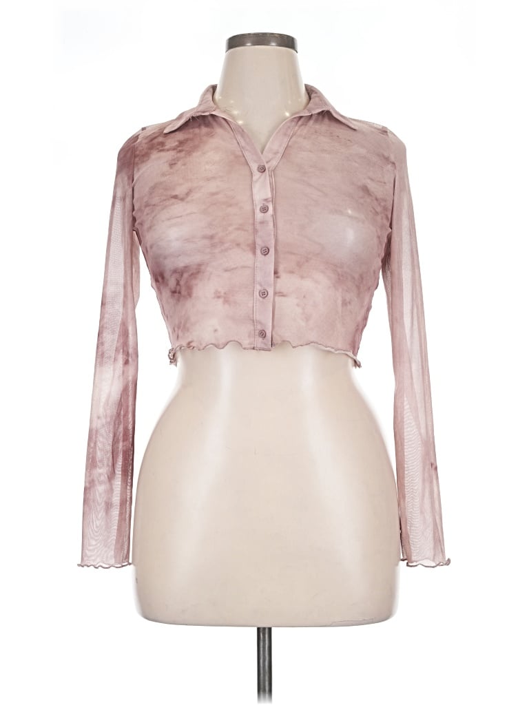 Pre-owned Camellia Long Sleeve Blouse In Pink