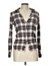 Mossimo Supply Co. 100% Rayon Plaid Brown Long Sleeve Blouse Size L - photo 1