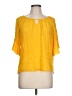 I.N. Studio 100% Rayon Yellow Short Sleeve Blouse Size L (estimated) - photo 1