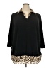 Adrianna Papell Animal Print Black 3/4 Sleeve Blouse Size 2X - photo 1