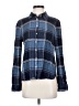 Caslon 100% Rayon Plaid Blue Long Sleeve Button-Down Shirt Size S - photo 1