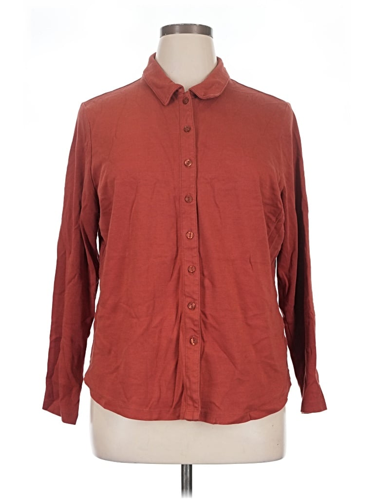 Pre-owned Isaac Mizrahi Live Long Sleeve Polo Shirt In Burgundy