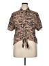 Nine West Animal Print Brown Short Sleeve Blouse Size XL - photo 1