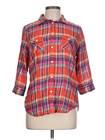 American Eagle Outfitters 3/4 Sleeve Button-Down Shirt (view 1)