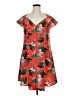 ASOS 100% Polyester Tropical Red Casual Dress Size 14 - photo 1