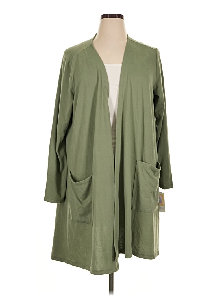 Pre-owned Lularoe Cardigan Sweater In Green