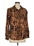 White Stag 100% Nylon Animal Print Brown Long Sleeve Blouse Size 12 - 14 - photo 1