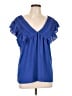 Maeve 100% Polyester Blue Short Sleeve Blouse Size L - photo 1
