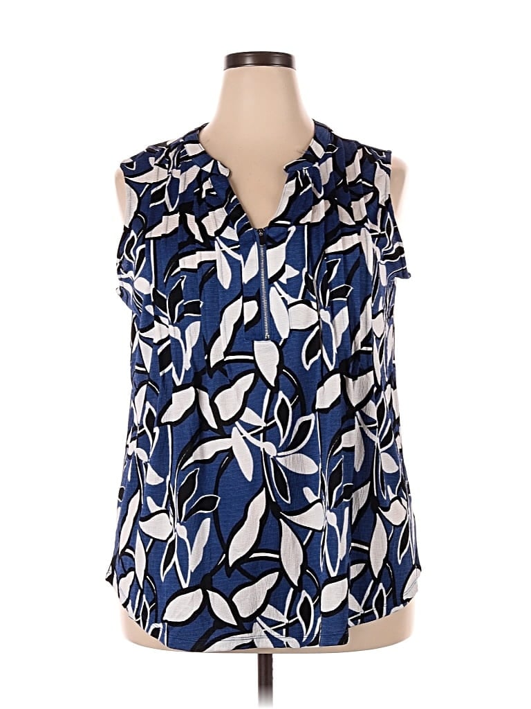 Fred David Sleeveless Blouse In Blue