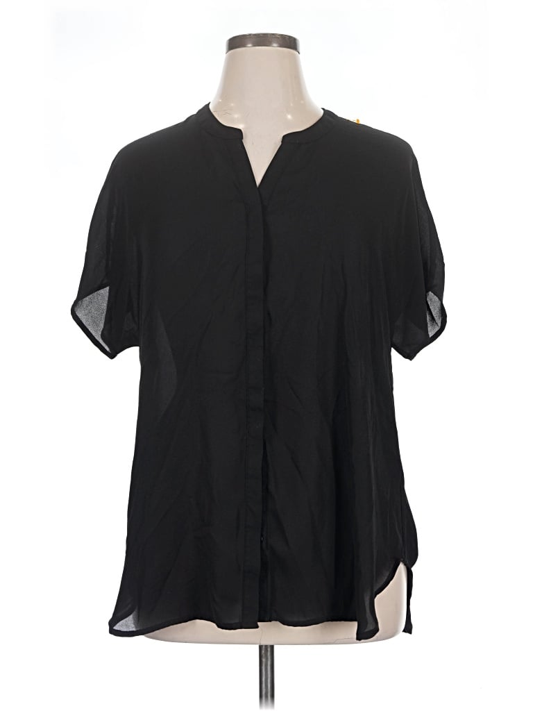 Pre-owned Faded Glory Short Sleeve Blouse In Black