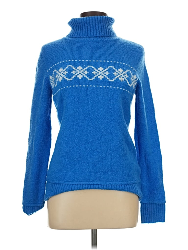 Pre-owned Faded Glory Long Sleeve Top Blue Turtleneck Tops