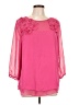ECI 100% Polyester Pink 3/4 Sleeve Blouse Size L - photo 1