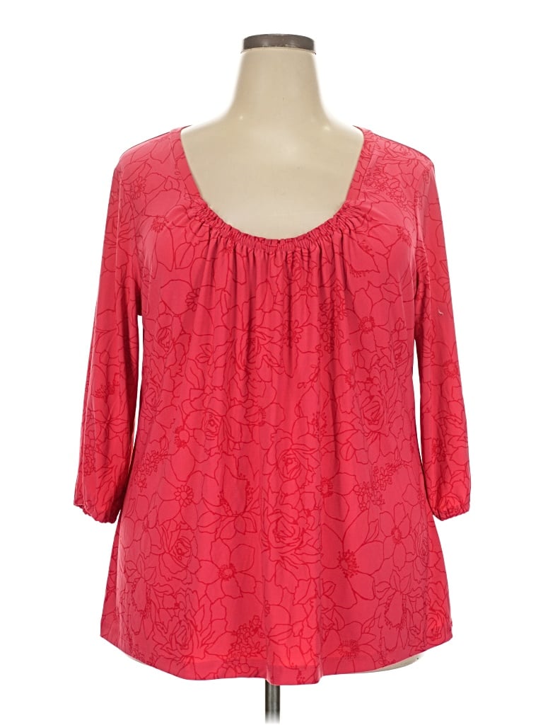 Pre-owned Daisy Fuentes 3/4 Sleeve Blouse In Red