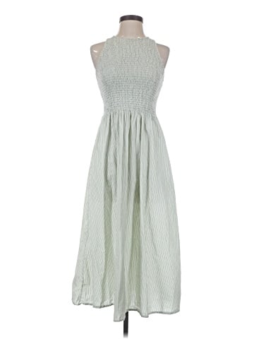 Madewell The Melody Smocked Midi Dress in Stripe (view 1)