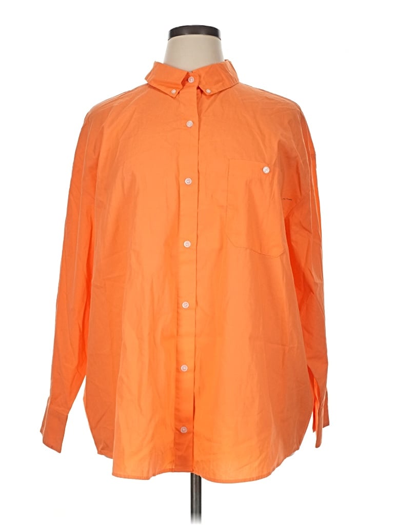 Divided By H&m Long Sleeve Button Down Shirt In Orange