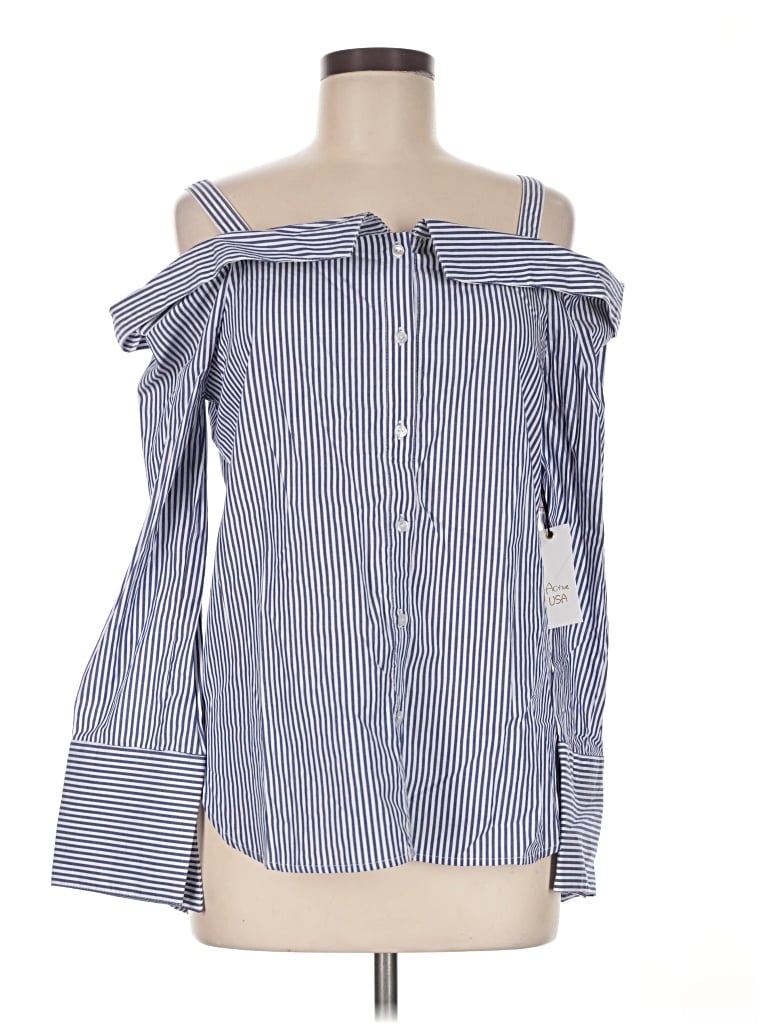 Pre-owned Active Usa Long Sleeve Blouse In Blue