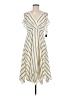 H By Halston 100% Polyester Stripes Ivory Casual Dress Size 6 - photo 1