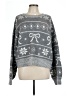Pink Rose Print Gray Pullover Sweater Size L - photo 1