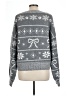 Pink Rose Print Gray Pullover Sweater Size L - photo 2