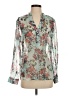 Kut from the Kloth 100% Polyester Floral Silver Long Sleeve Blouse Size S - photo 1