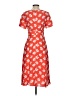 Boden 100% Polyester Print Orange Casual Dress Size 4 (petite) - photo 2