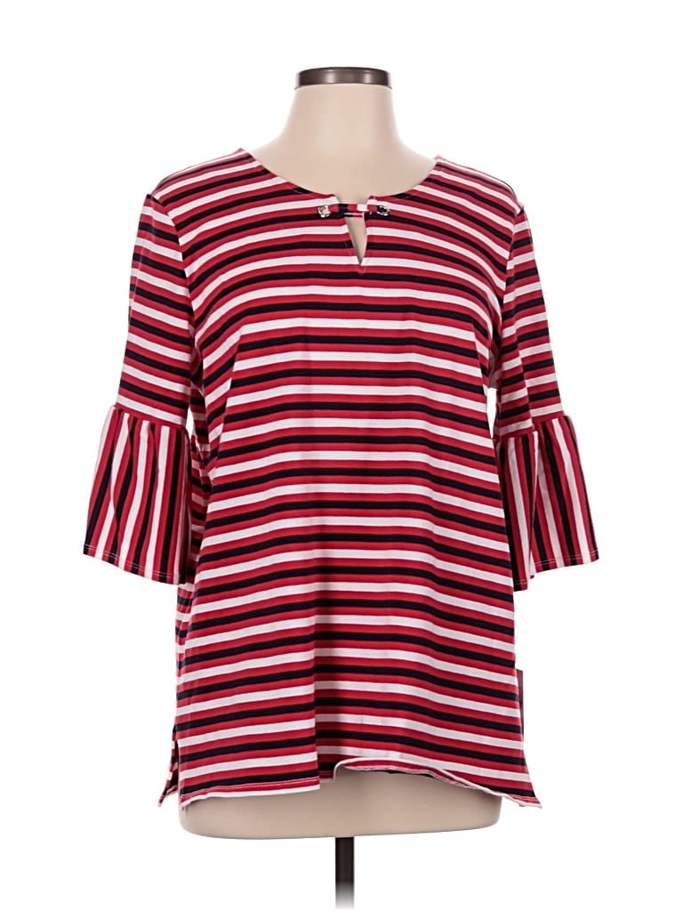 Ruby Rd. 3/4 Sleeve Top Burgundy Keyhole Neckline Tops