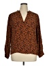 Gap 100% Rayon Animal Print Brown Long Sleeve Blouse Size XL - photo 1
