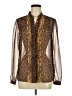 MICHAEL Michael Kors 100% Polyester Animal Print Brown Long Sleeve Blouse Size 8 - photo 1