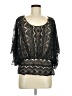 Solitaire 100% Polyester Black 3/4 Sleeve Blouse Size M - photo 1