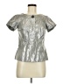 Anne Klein Metallic Silver Short Sleeve Blouse Size 6 - photo 1
