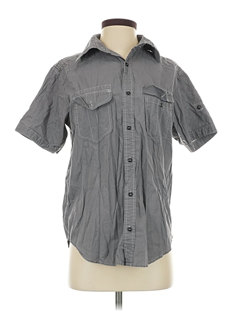 Pre-owned Point Zero Short Sleeve Button Down Shirt In Gray