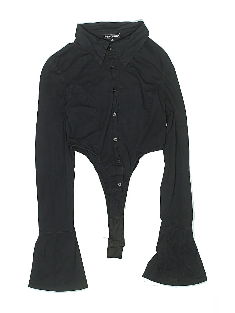 Pre-owned Fashion Nova Long Sleeve Blouse In Black