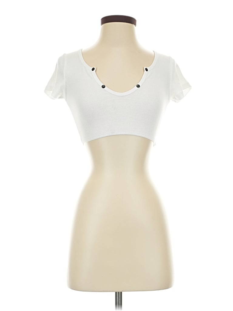 Pre-owned Adika Short Sleeve Top Ivory Sweetheart Neckline Tops