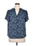 Lush 100% Polyester Animal Print Blue Short Sleeve Blouse Size XL - photo 1