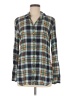 Talbots 100% Rayon Plaid Teal Long Sleeve Button-Down Shirt Size M - photo 1