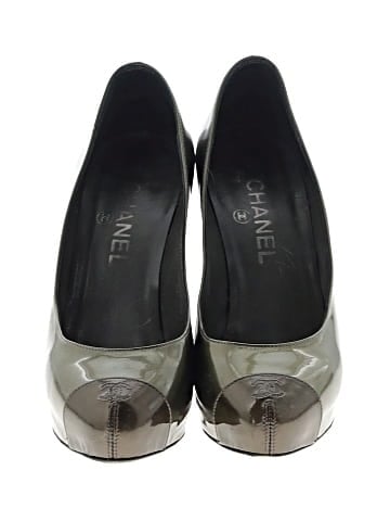 Chanel Patent Leather Logo Cap Toe Pumps  (view 2)