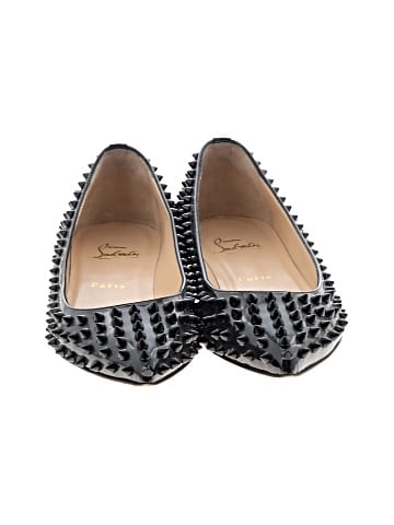 Christian Louboutin Black Patent Leather Pigalle Spikes Flats (view 2)