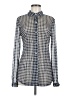 CAbi Checkered-gingham Blue Long Sleeve Blouse Size M - photo 1