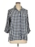 Attention 100% Viscose Checkered-gingham Blue 3/4 Sleeve Button-Down Shirt Size XL - photo 1