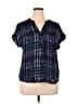 Apt. 9 100% Polyester Purple Teal Short Sleeve Blouse Size L - photo 1