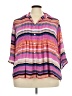 Investments 100% Polyester Stripes Pink 3/4 Sleeve Blouse Size 2X - photo 1