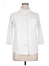 Lands' End 100% Cotton Solid Ivory 3/4 Sleeve Button-Down Shirt Size 14 - 16 - photo 1